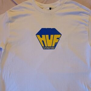 HUF White Tee with Blue and Yellow Graphic